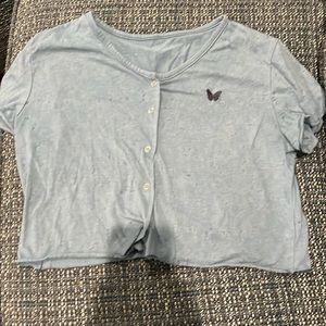 Washed blue crop top